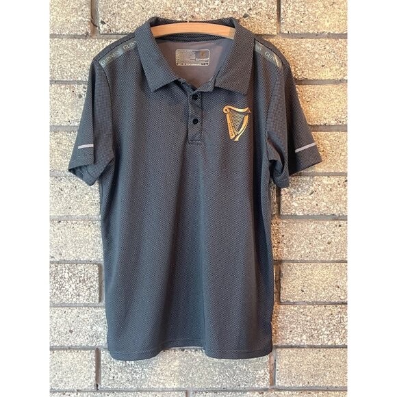 Guinness Mens Dry Fit Polo Shirt L Black/Gray Moisture-Wicking Performance - Picture 1 of 8